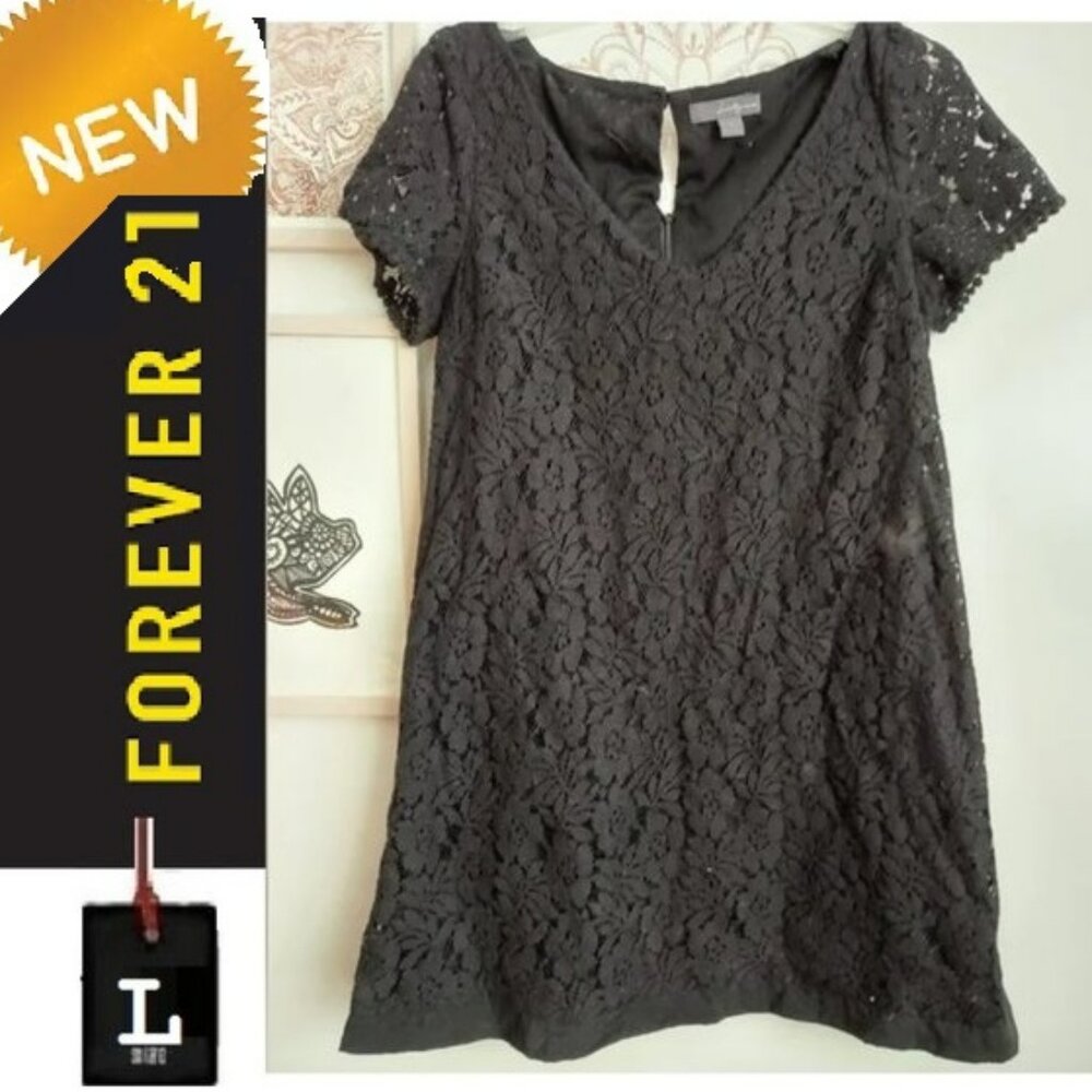 🎁 10/$25 - NWOT, black lace dress,  large, Forever 21.